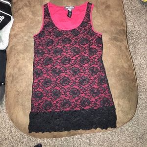sale Black and red lace tank top